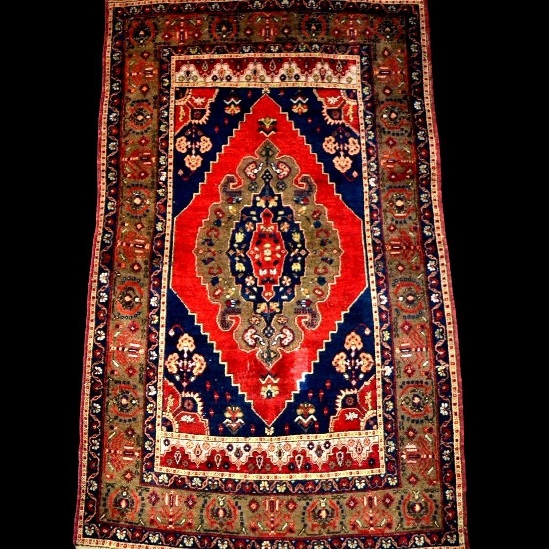 Tapis Kutaya ou Kutalaya ancien, 114 x 203 cm, laine/laine nouée main, Empire Ottoman, Turquie