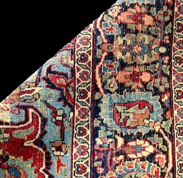 Tapis Ghoum daté de 1923, 137 x 199 cm, laine & soie nouées main, signé,  Iran-photo-8