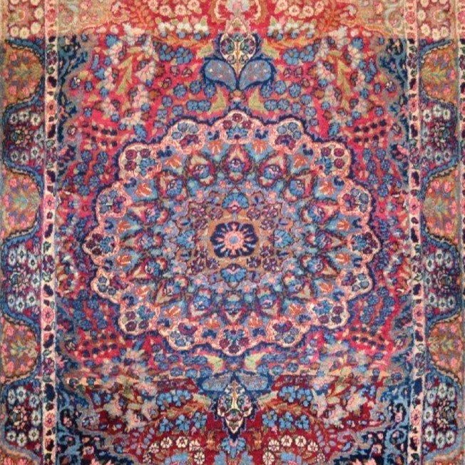 Tapis Kirman floral, 118 x 202 cm, laine nouée main, dynastie Kadjar, Iran, Perse, XIXème -photo-3