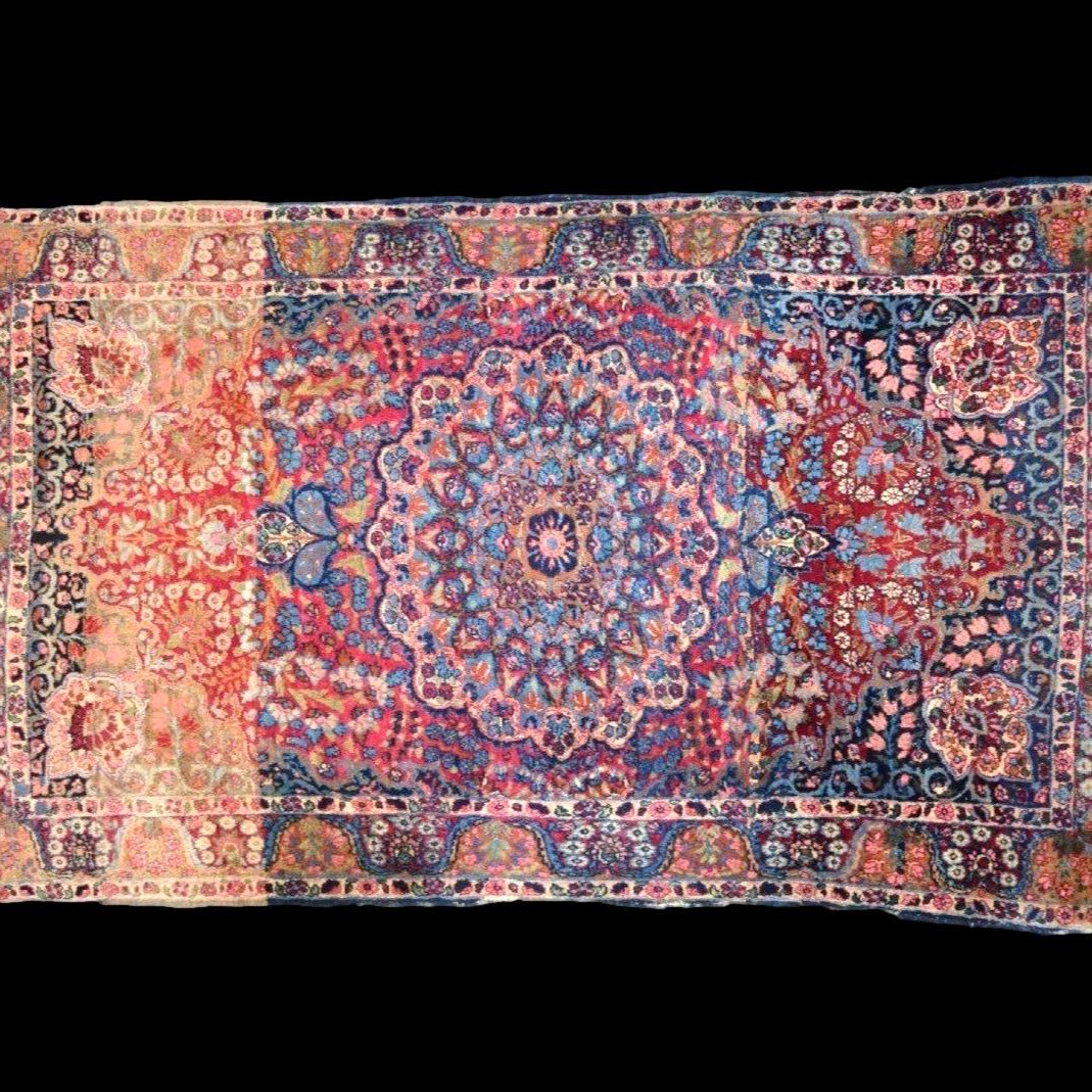 Tapis Kirman floral, 118 x 202 cm, laine nouée main, dynastie Kadjar, Iran, Perse, XIXème -photo-4