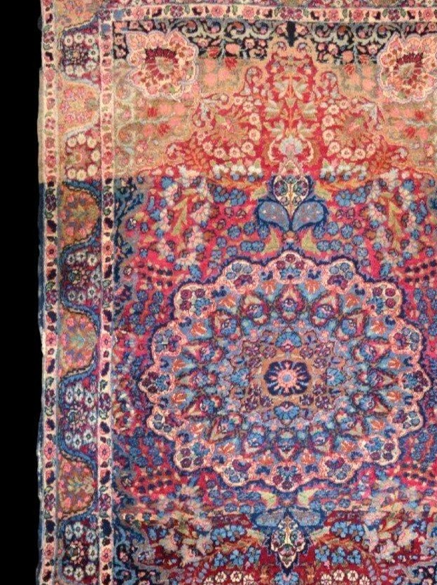 Tapis Kirman floral, 118 x 202 cm, laine nouée main, dynastie Kadjar, Iran, Perse, XIXème -photo-1