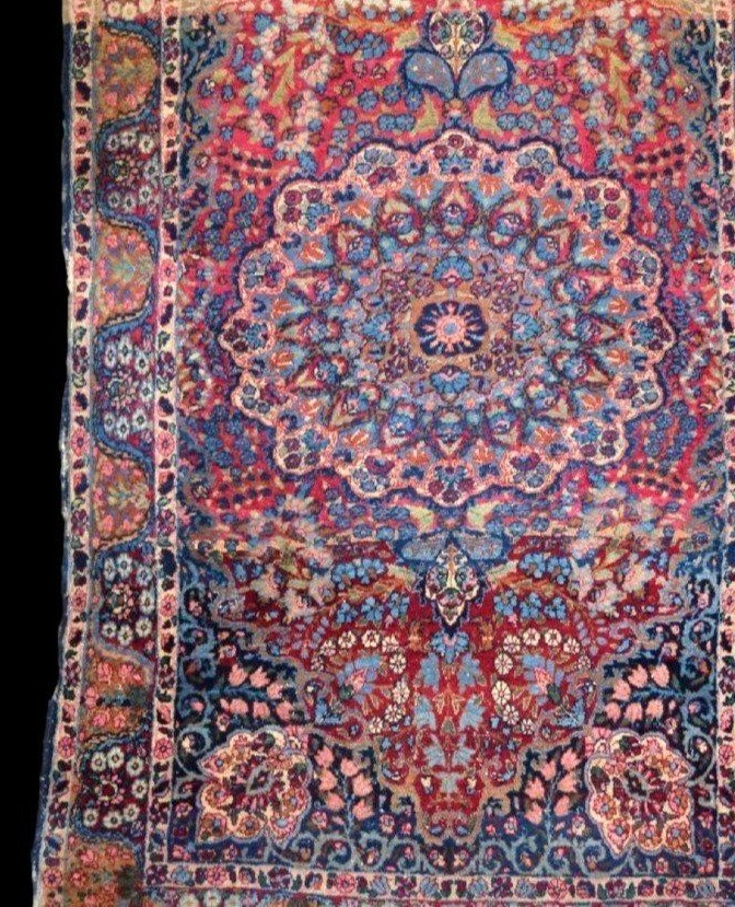 Tapis Kirman floral, 118 x 202 cm, laine nouée main, dynastie Kadjar, Iran, Perse, XIXème -photo-3