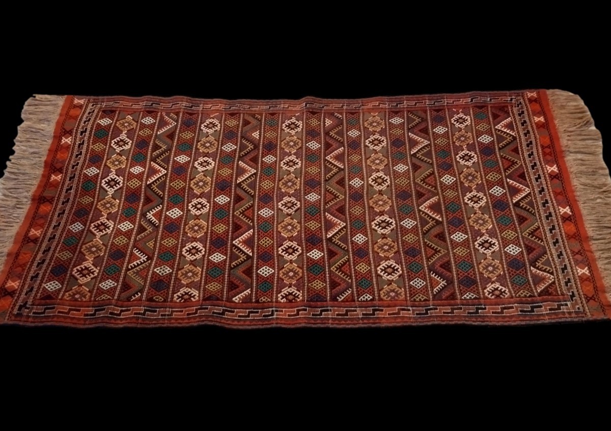 Tapis Kurde, 135 x 280 cm, laine nouée main façon Soumak, 1970 - 1980, parfait état,  Kurdistan-photo-2