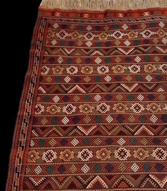 Tapis Kurde, 135 x 280 cm, laine nouée main façon Soumak, 1970 - 1980, parfait état,  Kurdistan-photo-3