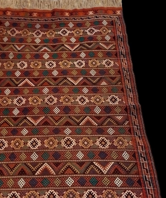 Tapis Kurde, 135 x 280 cm, laine nouée main façon Soumak, 1970 - 1980, parfait état,  Kurdistan-photo-4