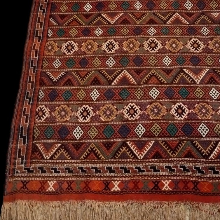 Tapis Kurde, 135 x 280 cm, laine nouée main façon Soumak, 1970 - 1980, parfait état,  Kurdistan-photo-2