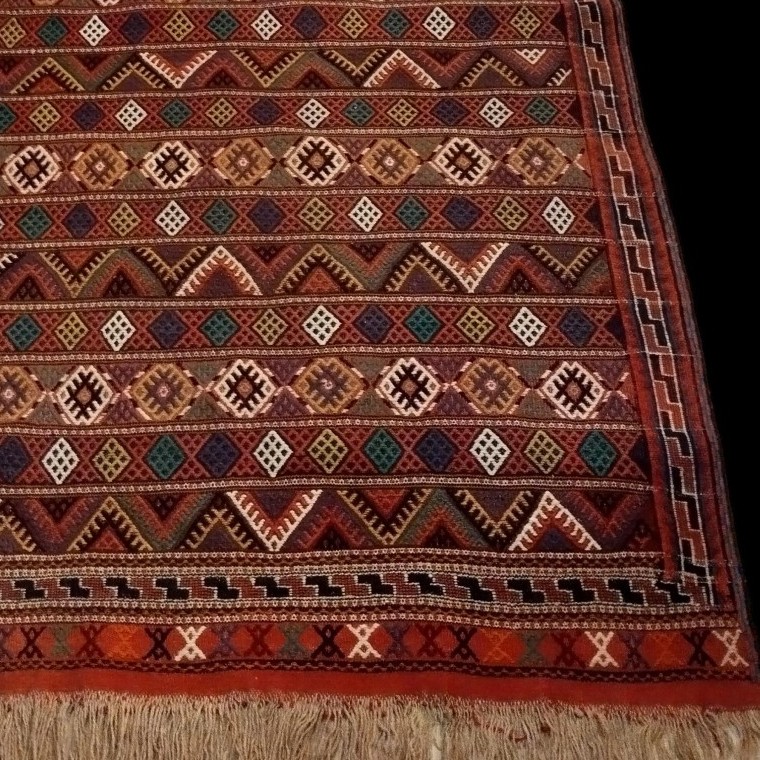 Tapis Kurde, 135 x 280 cm, laine nouée main façon Soumak, 1970 - 1980, parfait état,  Kurdistan-photo-3