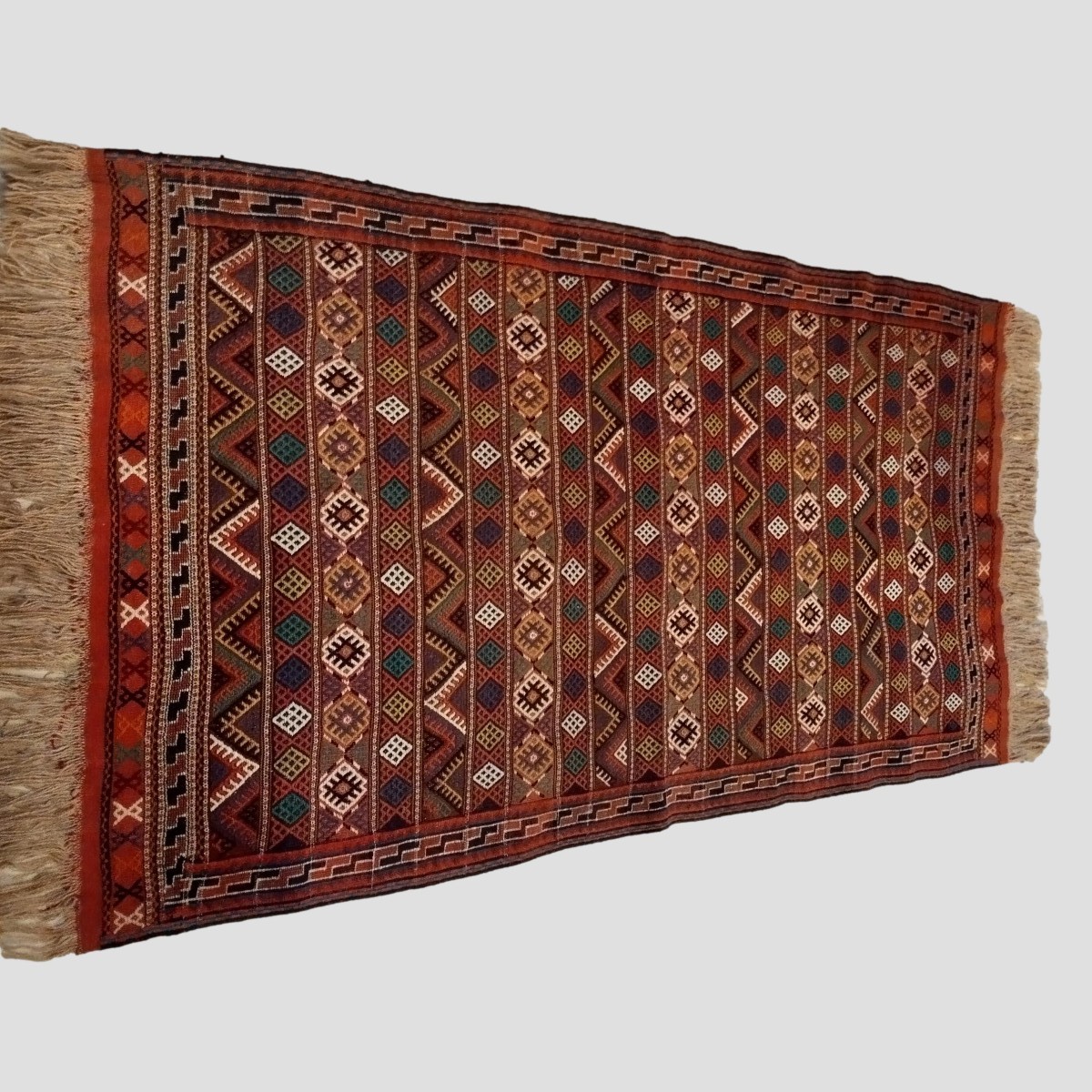 Tapis Kurde, 135 x 280 cm, laine nouée main façon Soumak, 1970 - 1980, parfait état,  Kurdistan-photo-4