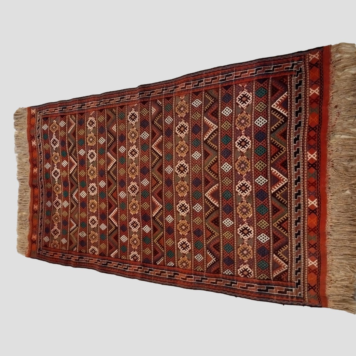 Tapis Kurde, 135 x 280 cm, laine nouée main façon Soumak, 1970 - 1980, parfait état,  Kurdistan-photo-6