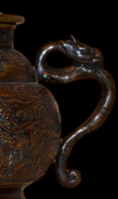 Théière au dragon, bronze, signée, chine fin du XIXème siècle-photo-4