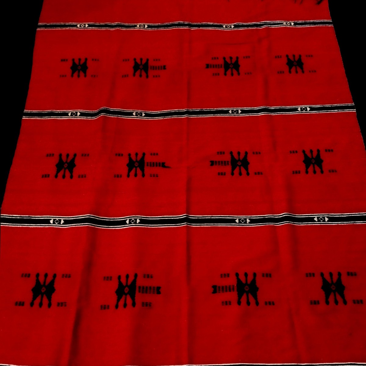 Couverture Berbère, laine vierge, 164 x 233 cm, tissée par les femmes, Tunisie, parfait état