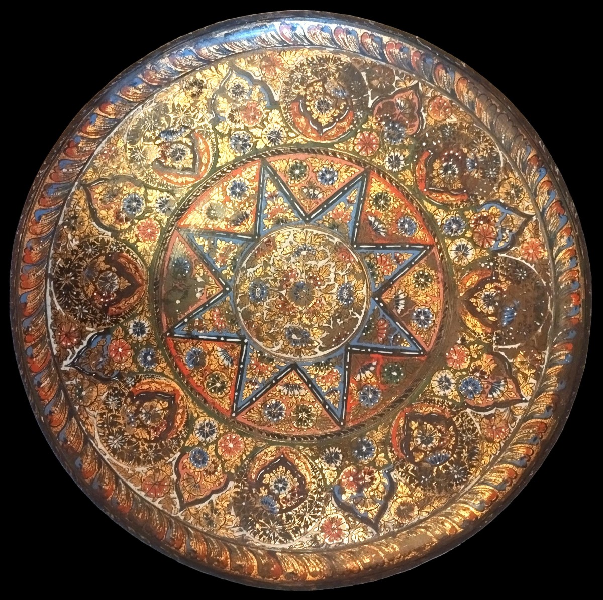 Antique Collector's Tray In Embossed Brass, Persia, 19th Century-photo-6