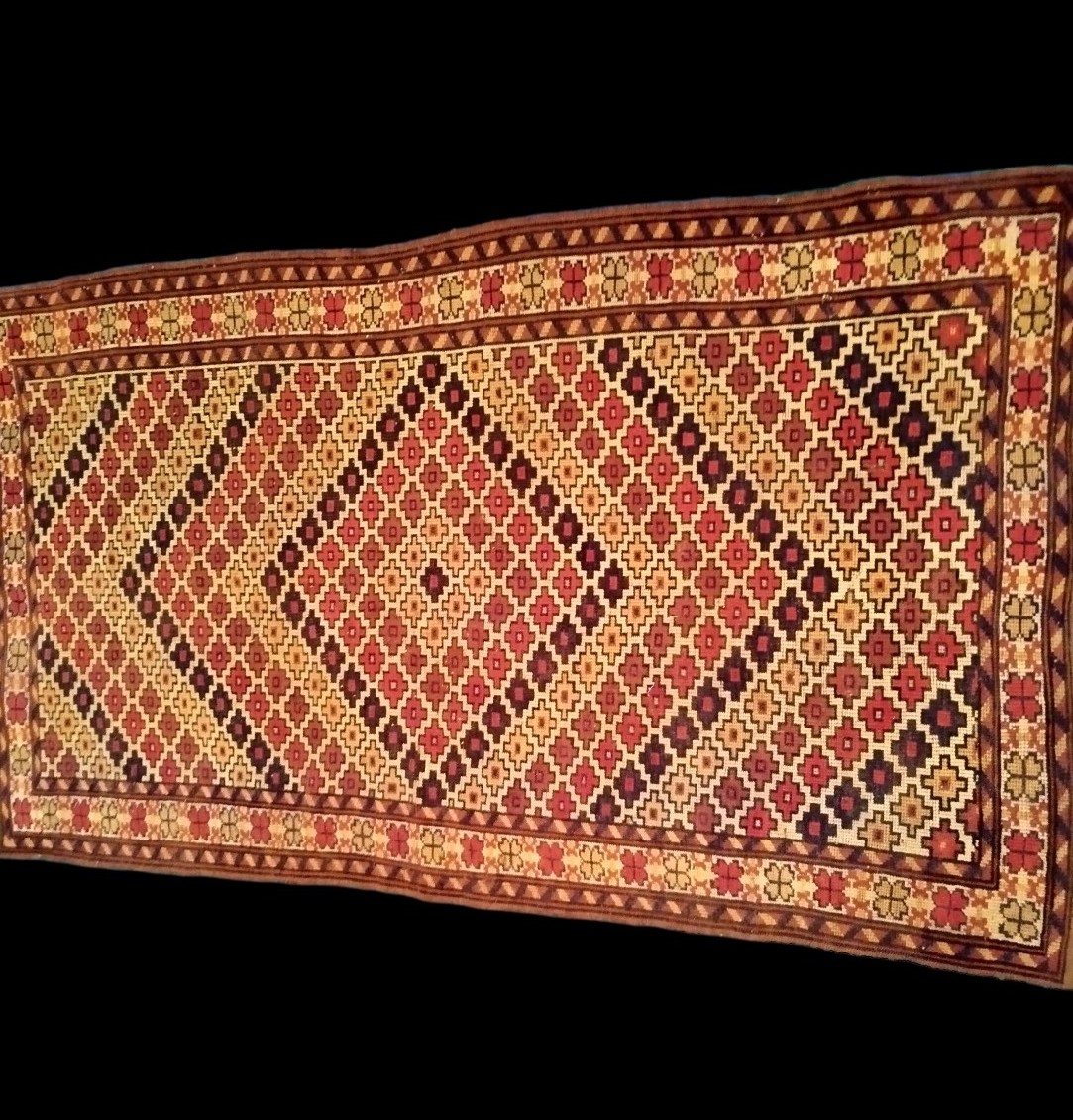 Tapis Afghan à fleurs stylisées, 100 x 175 cm, tissé vers 1950, région de Bam, très bon état-photo-3
