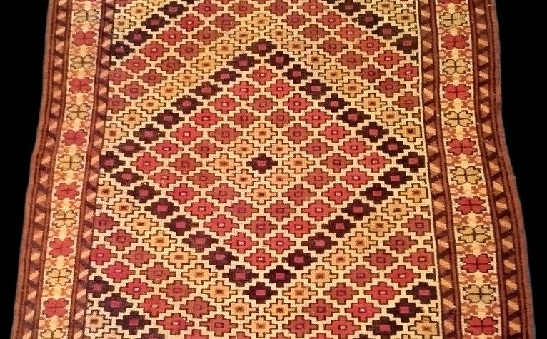 Tapis Afghan à fleurs stylisées, 100 x 175 cm, tissé vers 1950, région de Bam, très bon état-photo-3