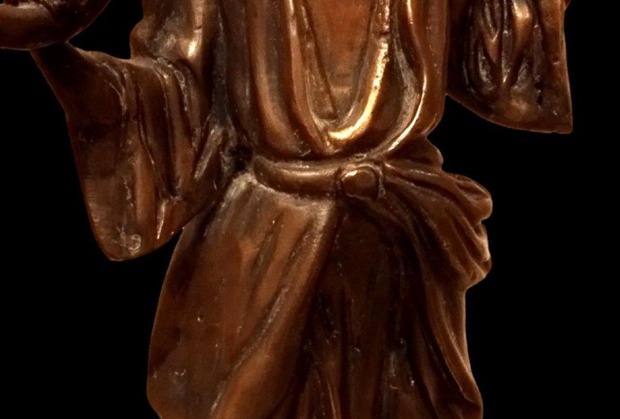 Importante statue Chine ou Vietnam, ancienne, bronze, porteur d'eau, 1900 - 1920.-photo-6