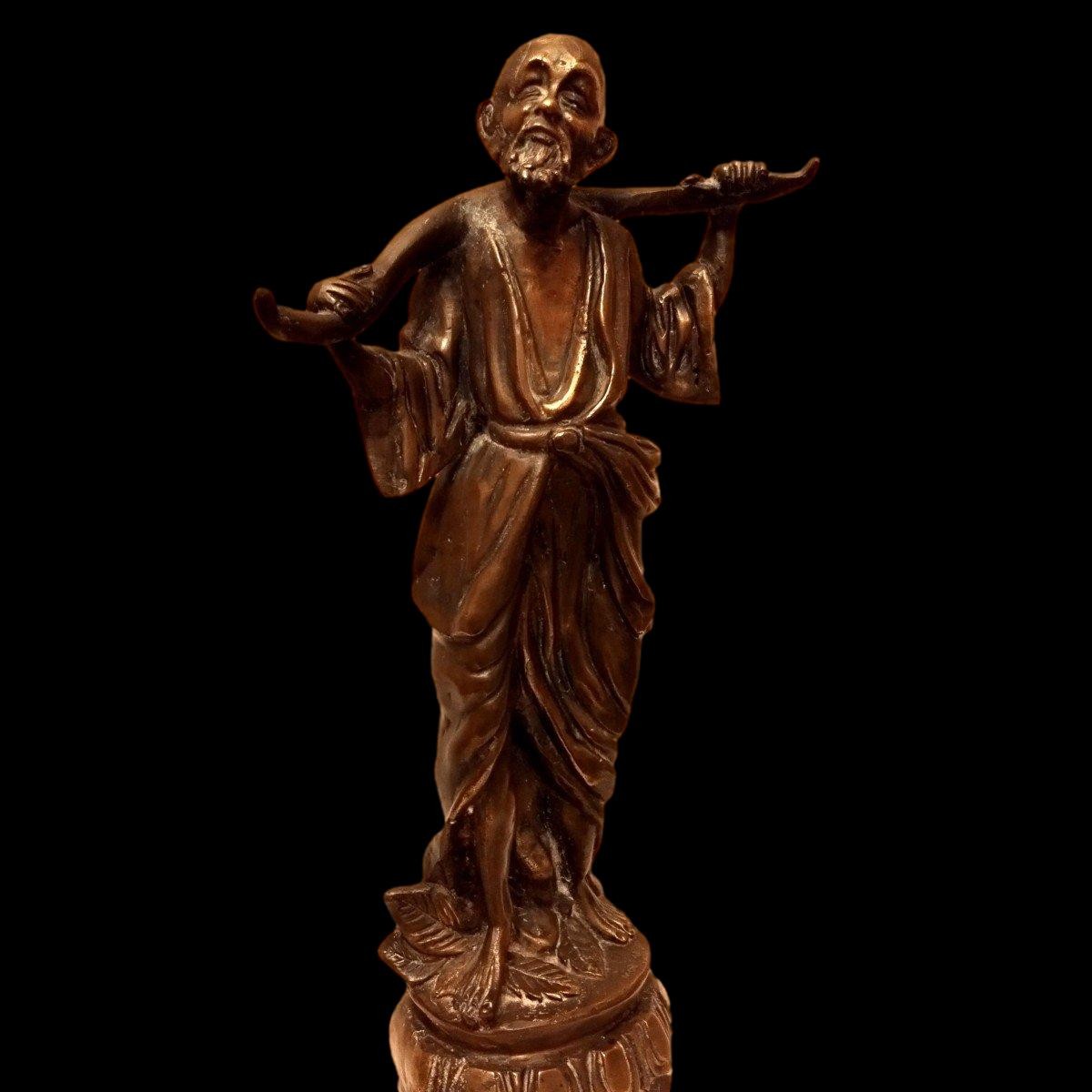Importante statue Chine ou Vietnam, ancienne, bronze, porteur d'eau, 1900 - 1920.