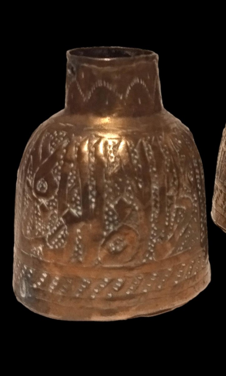 Three Flasks, Brass, Calligraphy, Middle East, 1920-1930-photo-3