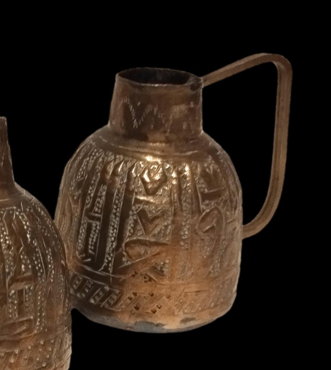 Three Flasks, Brass, Calligraphy, Middle East, 1920-1930-photo-1