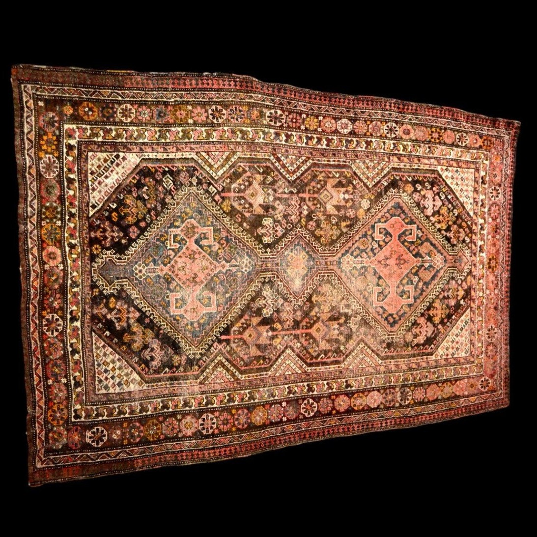 Tapis Gashghaï ancien, 136 x 201 cm, laine sur laine nouée main , Iran, fin du XIXème Siècle-photo-2
