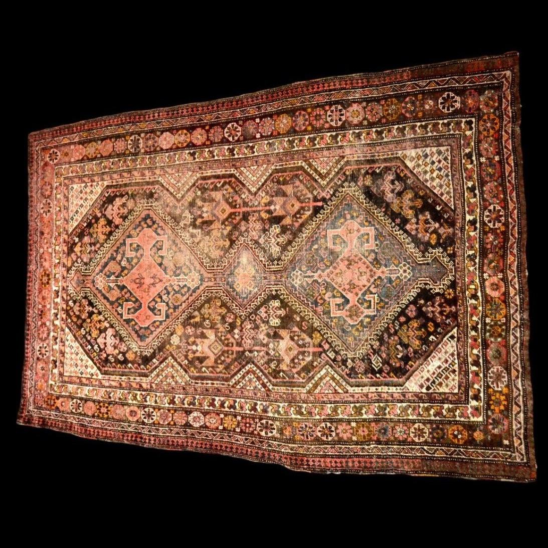 Tapis Gashghaï ancien, 136 x 201 cm, laine sur laine nouée main , Iran, fin du XIXème Siècle-photo-3
