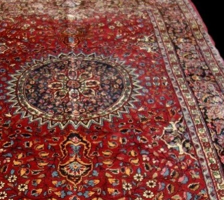 Tapis Macchad, 137 x 230 cm, laine nouée main en Iran vers 1950, en bel état-photo-2