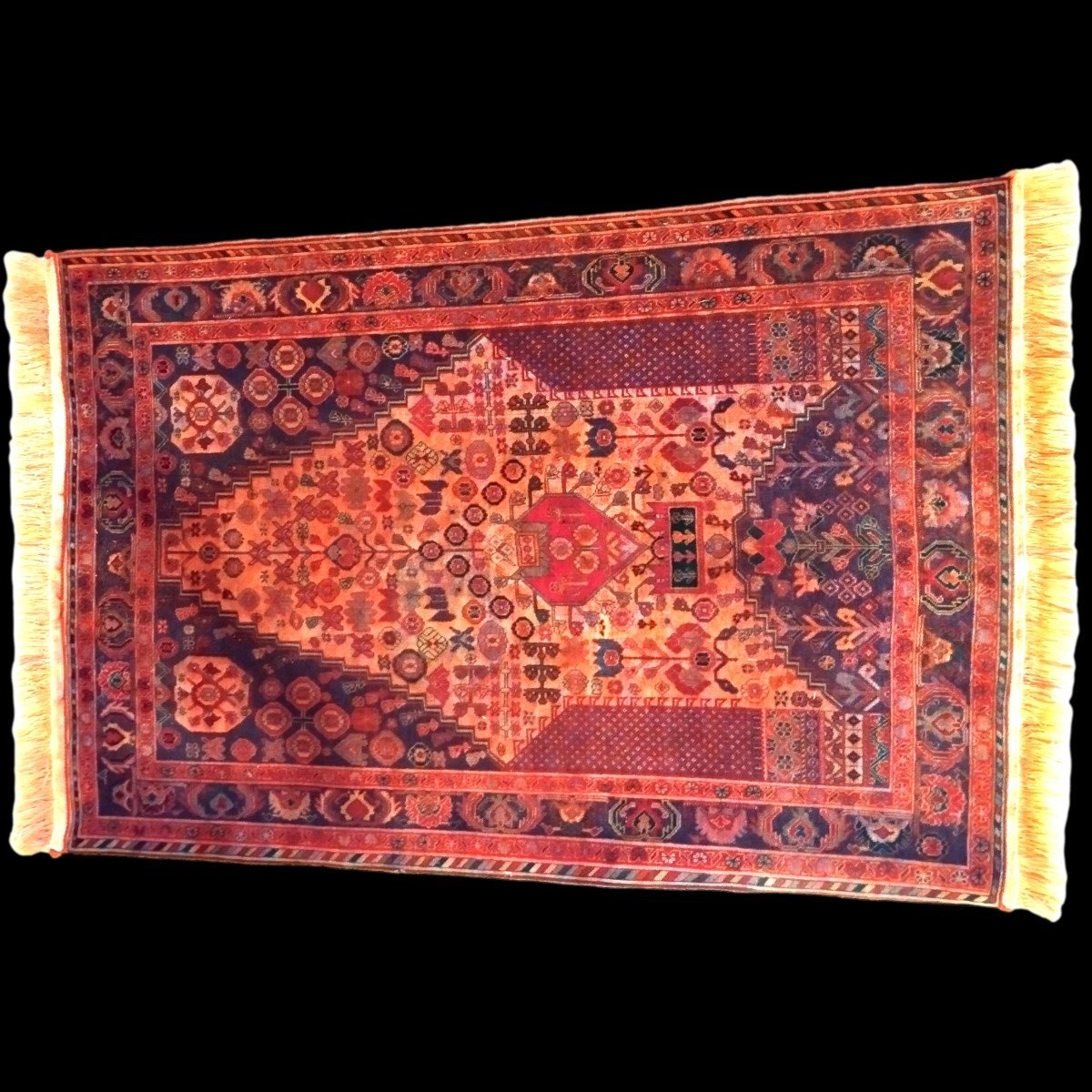 Gashgai Rug, Niche Decoration, 102 X 150 Cm, Hand-knotted Wool Made In Iran Around 1970, Very Good Condition-photo-4