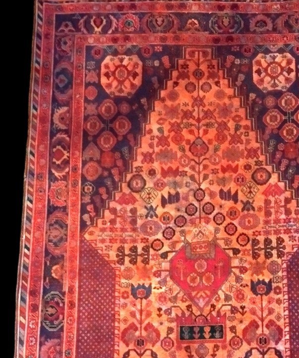 Gashgai Rug, Niche Decoration, 102 X 150 Cm, Hand-knotted Wool Made In Iran Around 1970, Very Good Condition-photo-1