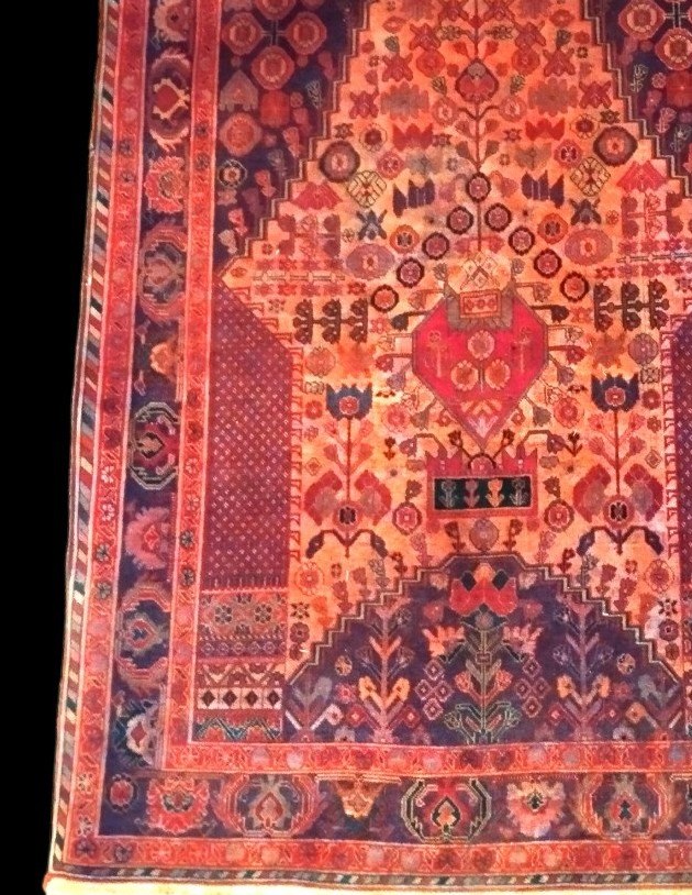 Gashgai Rug, Niche Decoration, 102 X 150 Cm, Hand-knotted Wool Made In Iran Around 1970, Very Good Condition-photo-3