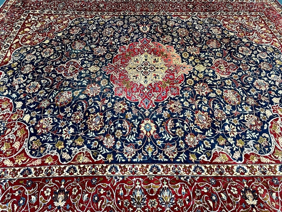 Isfahan Rug, 298 Cm X 384 Cm, Hand-knotted Kork Wool, Iran, Persia, Circa 1950-photo-3