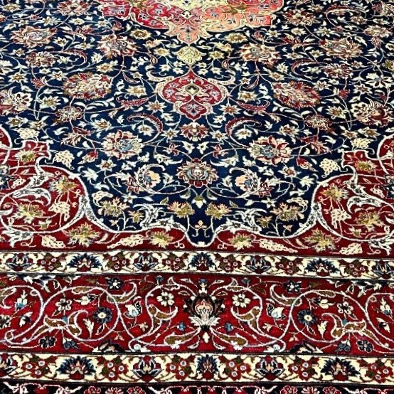 Isfahan Rug, 298 Cm X 384 Cm, Hand-knotted Kork Wool, Iran, Persia, Circa 1950-photo-8