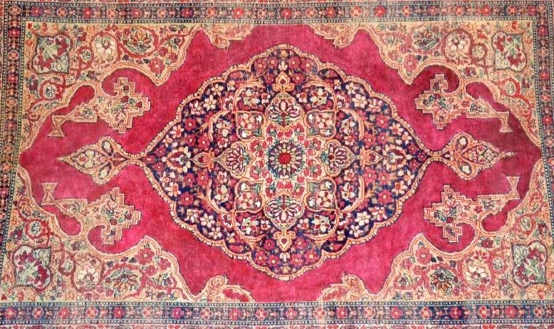 Tapis Tabriz ancien, 143 x 212 cm, laine nouée main, Iran, fin XIXème, état collection, persan-photo-2