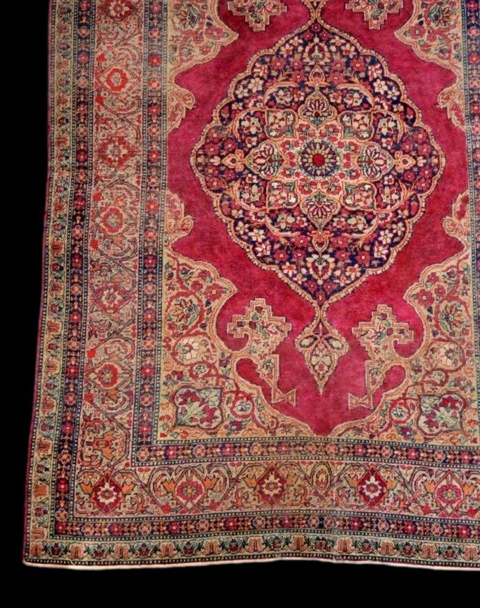 Tapis Tabriz ancien, 143 x 212 cm, laine nouée main, Iran, fin XIXème, état collection, persan-photo-3