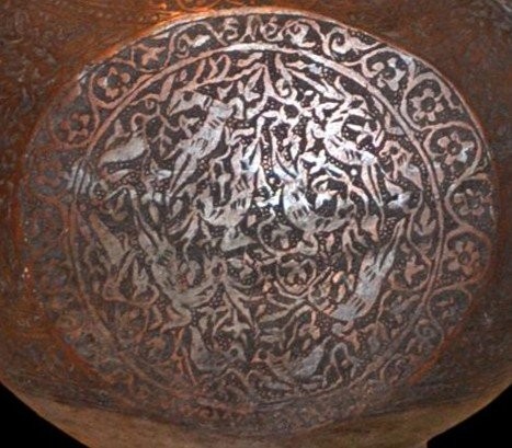 Aiguière,  aftafa " Danse des cerfs" Perse orientale, gravée toutes faces, XIXème siècle-photo-6