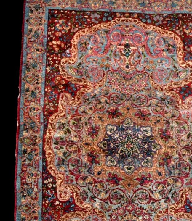 Kirman Raver Rug, 1880, Qajar Dynasty, Iran, 122 X 195 Cm, Hand-knotted Wool, Collection-photo-1