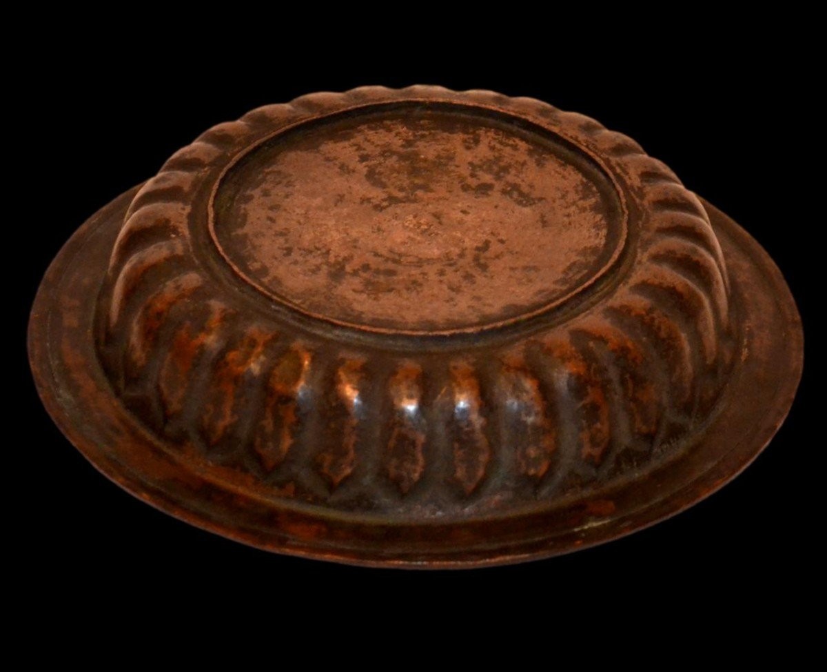 Bassin ancien godronné duTurkménistan, XVIIIème-XIXème siècle, Asie centrale, très bel état-photo-3