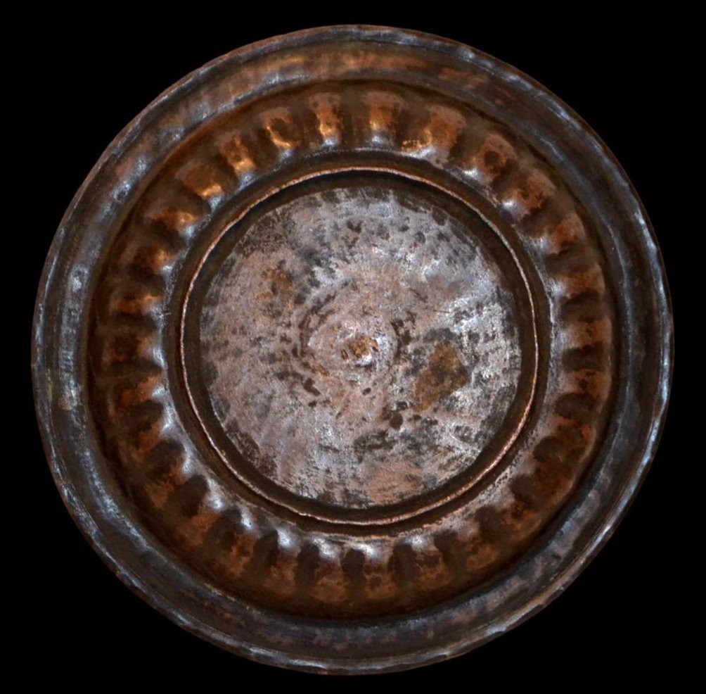 Bassin ancien godronné duTurkménistan, XVIIIème-XIXème siècle, Asie centrale, très bel état-photo-4