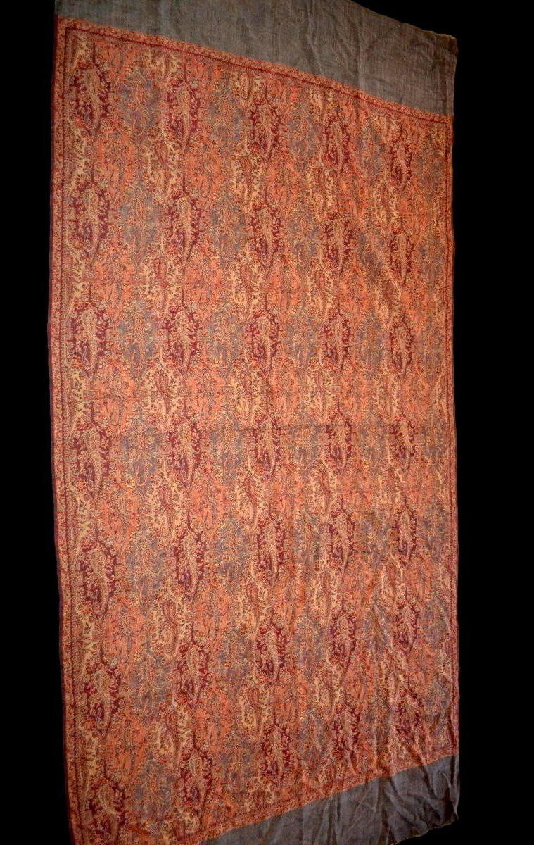 Cashmere Shawl Or Stole, 100 X 200 Cm, Boteh Design, Perfect Condition-photo-2