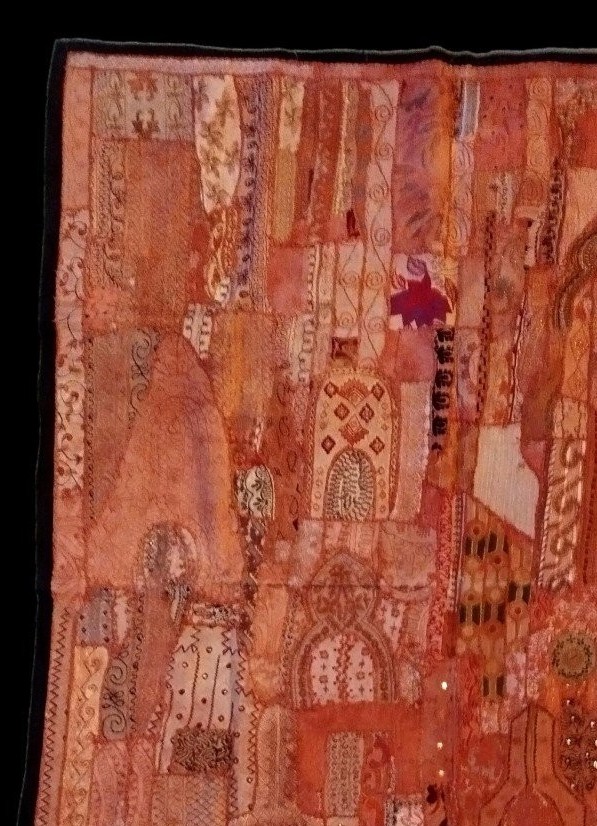 Antique Sheesha, Mirror Embroidery, 156 X 210 Cm, Gujarat, 1970, Very Good Condition, Folk Art-photo-2