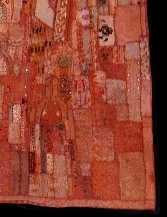 Antique Sheesha, Mirror Embroidery, 156 X 210 Cm, Gujarat, 1970, Very Good Condition, Folk Art-photo-1