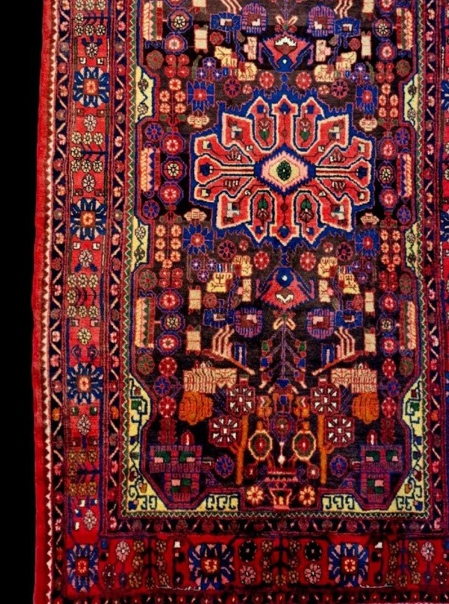 Tapis Nahavand, 163 x 306 cm, laine kork nouée main en Iran vers 1970 en parfaite condition-photo-2