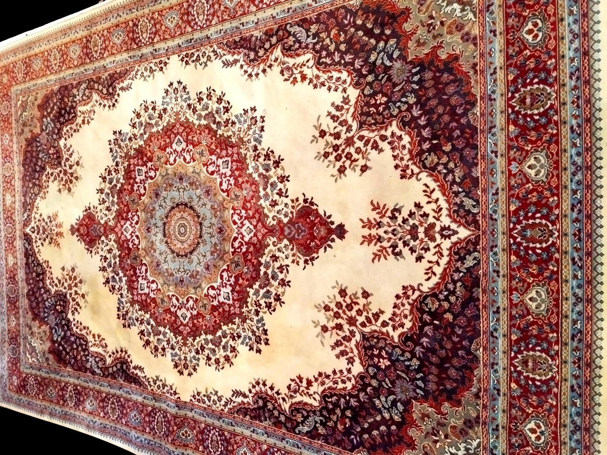 Tapis Tafresh, 200 x 300 cm, laine vierge, tapis semi-mécanique - 1980 - très bon état-photo-4