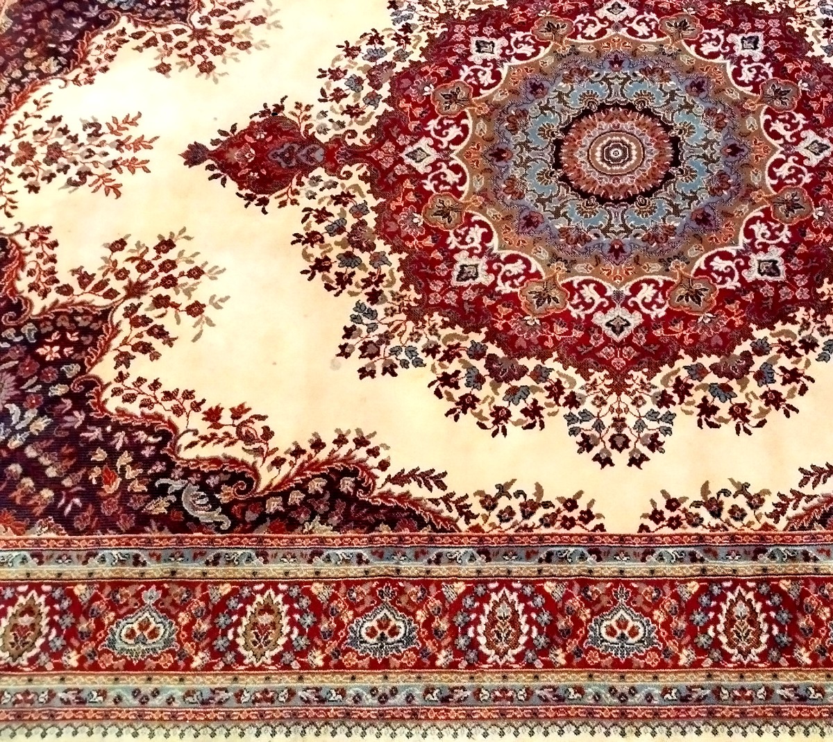 Tapis Tafresh, 200 x 300 cm, laine vierge, tapis semi-mécanique - 1980 - très bon état-photo-4