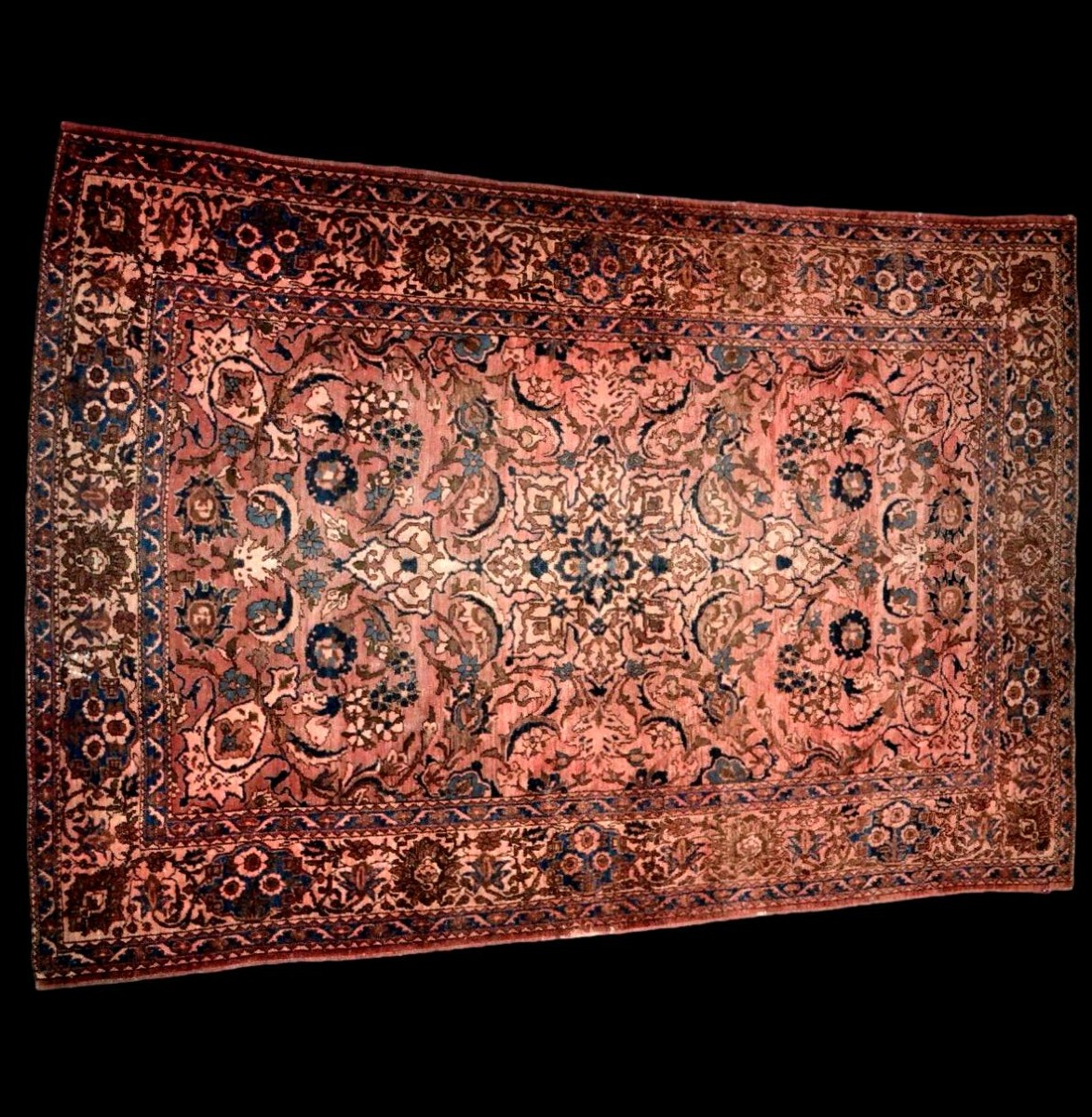 Isfahan Qajar Rug, 142 X 212 Cm, Hand-knotted Wool And Silk From Iran, Collector's Condition, 19th Century-photo-2