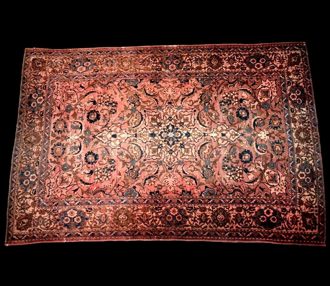 Isfahan Qajar Rug, 142 X 212 Cm, Hand-knotted Wool And Silk From Iran, Collector's Condition, 19th Century-photo-3