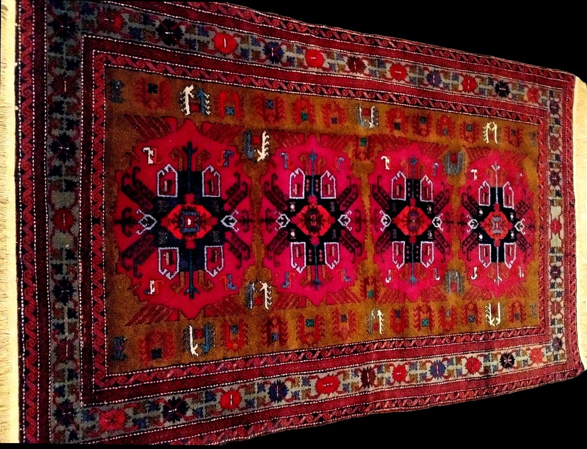 Tapis Derbent, Caucase, 138 x 226 cm, laine nouée main vers 1980, parfait état-photo-2