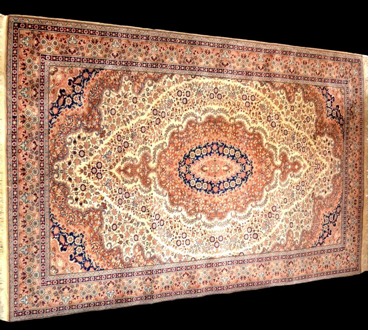 Tapis Kayseri floral, 202 x 303 cm, laine nouée main en Turquie, 1970-1980, en parfait état-photo-2