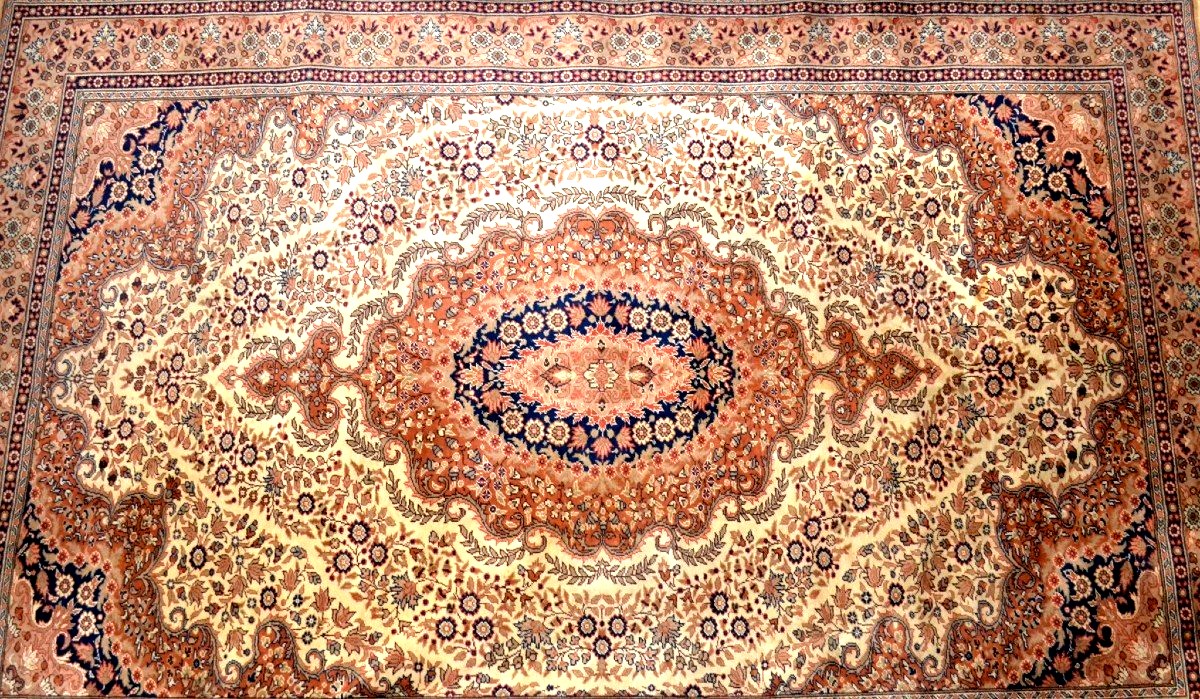 Tapis Kayseri floral, 202 x 303 cm, laine nouée main en Turquie, 1970-1980, en parfait état-photo-3