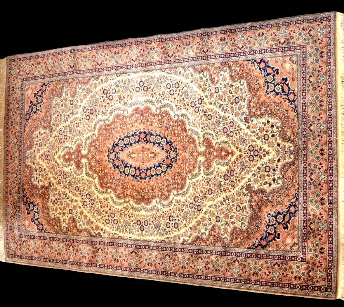 Tapis Kayseri floral, 202 x 303 cm, laine nouée main en Turquie, 1970-1980, en parfait état-photo-4