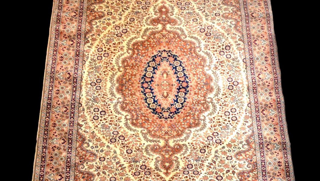 Tapis Kayseri floral, 202 x 303 cm, laine nouée main en Turquie, 1970-1980, en parfait état-photo-6
