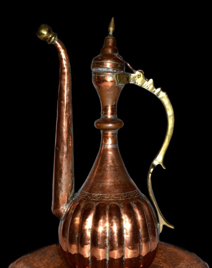 Ewer And Basin, Chased Copper, 19th Century, Ottoman Empire, Very Good Collector's Condition-photo-3
